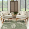 Nourison Garden Oasis Indoor/Outdoor Green Ivory 5 x 7 Area Rug, Easy Cleaning, Non Shedding, Bed Room, Living Room, Dining Ro