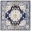 SAFAVIEH Monaco Collection 67 Square Ivory / Navy MNC243C Boho Chic Medallion Distressed Non-Shedding Living Room Bedroom Dinin