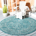 Safavieh Courtyard Collection 4' Round Turquoise Cy8680 Indoor/ Outdoor Patio Backyard Mudroom Area Rug