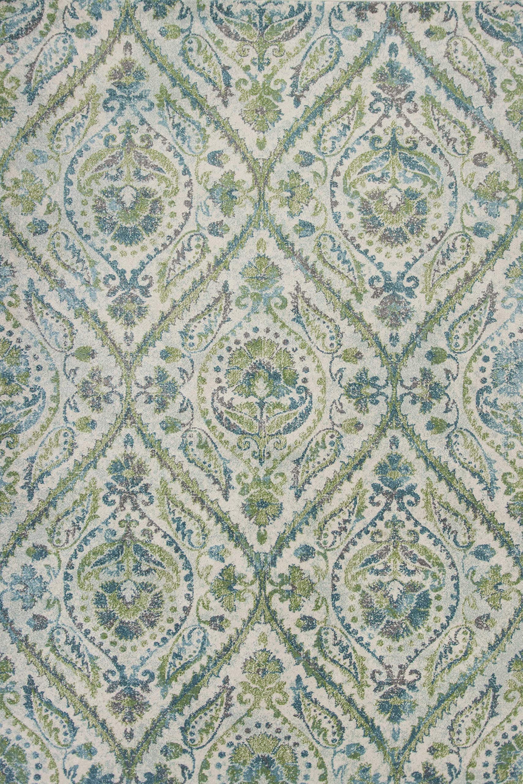HomeRoots Decor 3'3' x 4'11' Polypropelene Ivory/Teal Area Rug