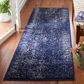 SAFAVIEH Adirondack Collection Runner Rug - 26 x 16, Navy & Ivory, Oriental Distressed Design, Non-Shedding & Easy Care, Ideal