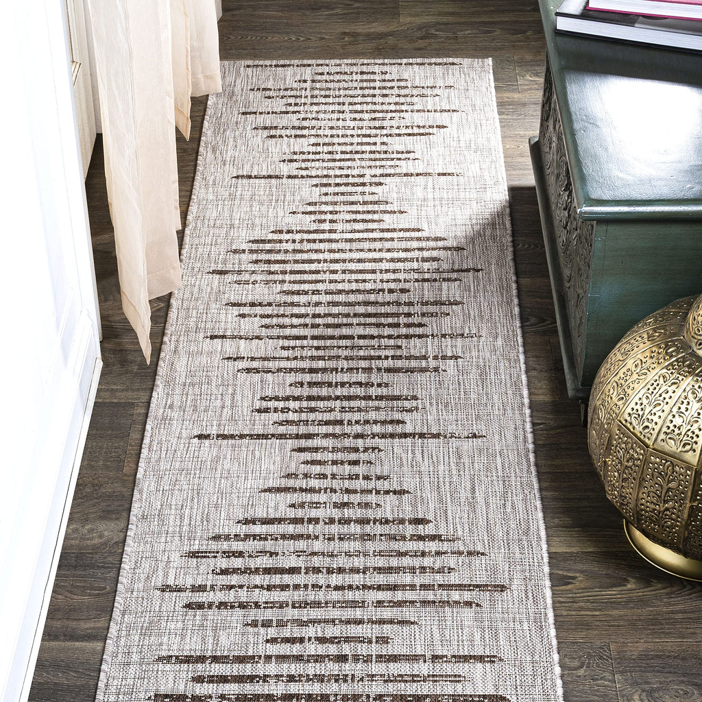 Jonathan Y Smb124A-28 Zolak Berber Stripe Geometric Indoor Outdoor Area-Rug Bohemian Contemporary Easy-Cleaning Bedroom Kitchen Backyard Patio Non Shedding, 2 X 8, Beige/Brown
