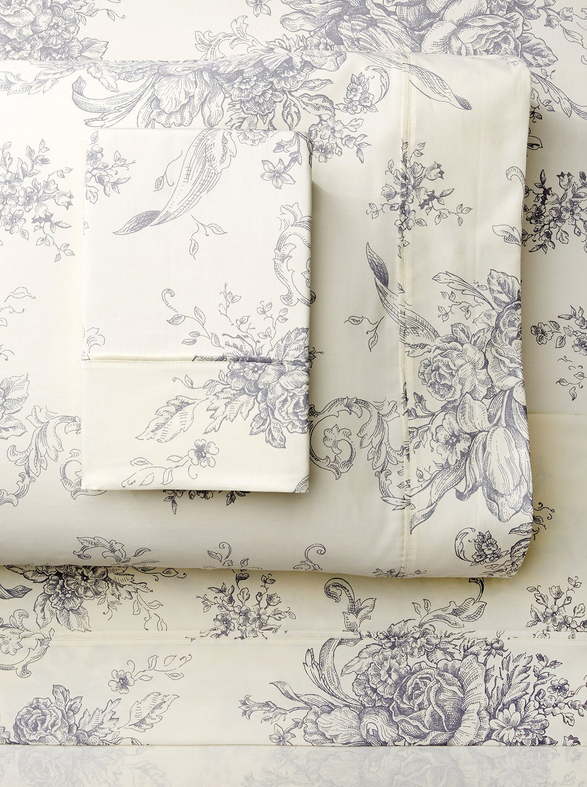 Melange Home 190331 M  Lange Home, Grey Toile, Twin Sheet Set