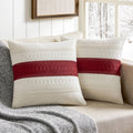 Zeemart 2 Packs Cotton Boho Christmas Pillow Covers 20X20 Inch Contrast/Red, Soft Farmhouse Decorative Couch Pillow Cases Red Cushion Covers For Sofa Bed Living Room Home Decor