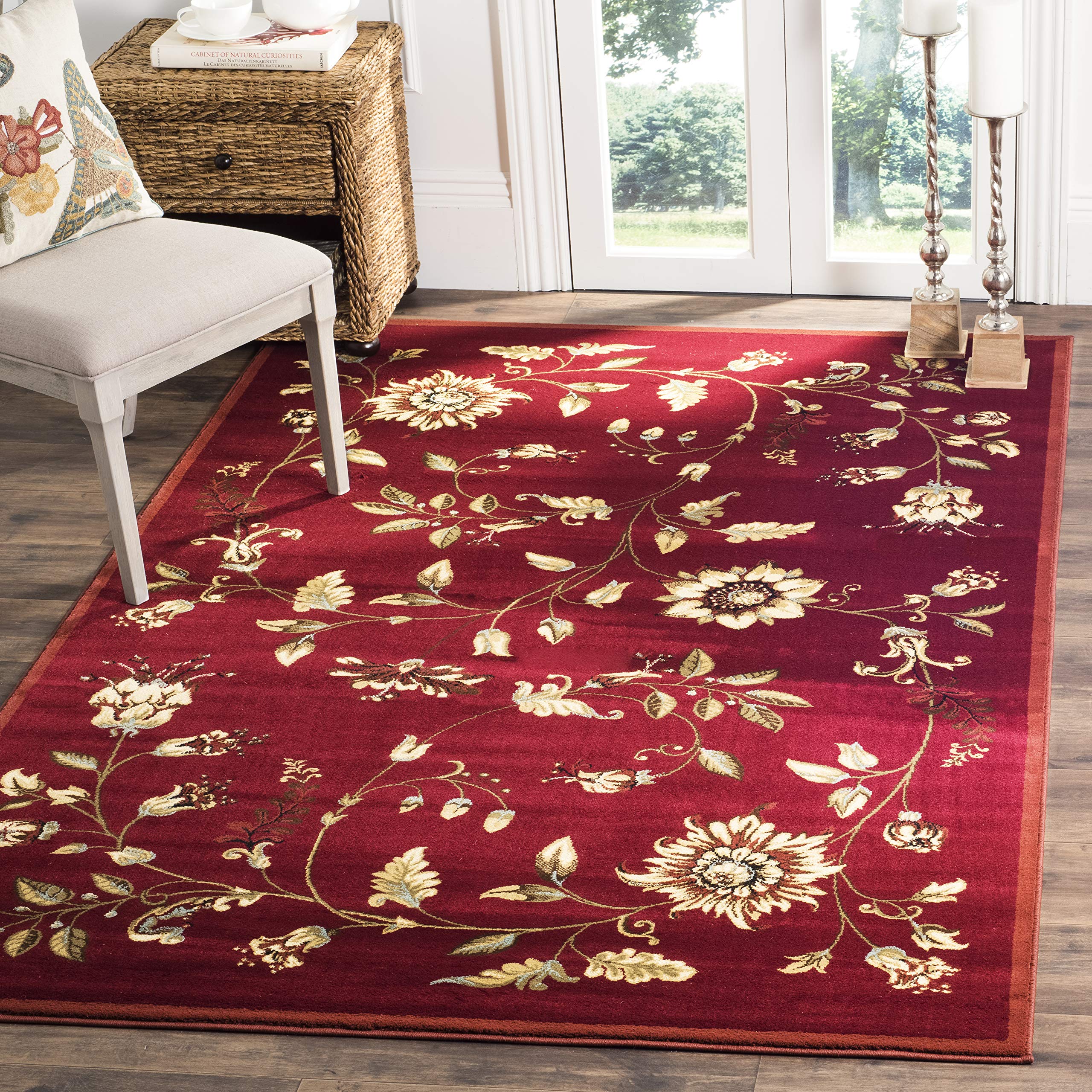 SAFAVIEH Lyndhurst Collection Accent Rug - 3'3'' x 5'3'', Red & Multi, Traditional Floral Design, Non-Shedding & Easy Care, Idea