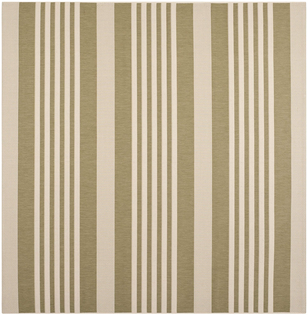 SAFAVIEH Courtyard Collection 7'10'' Square Green/Beige CY6062 Stripe Indoor/ Outdoor-Waterproof Easy-Cleaning Patio Backyard Mu