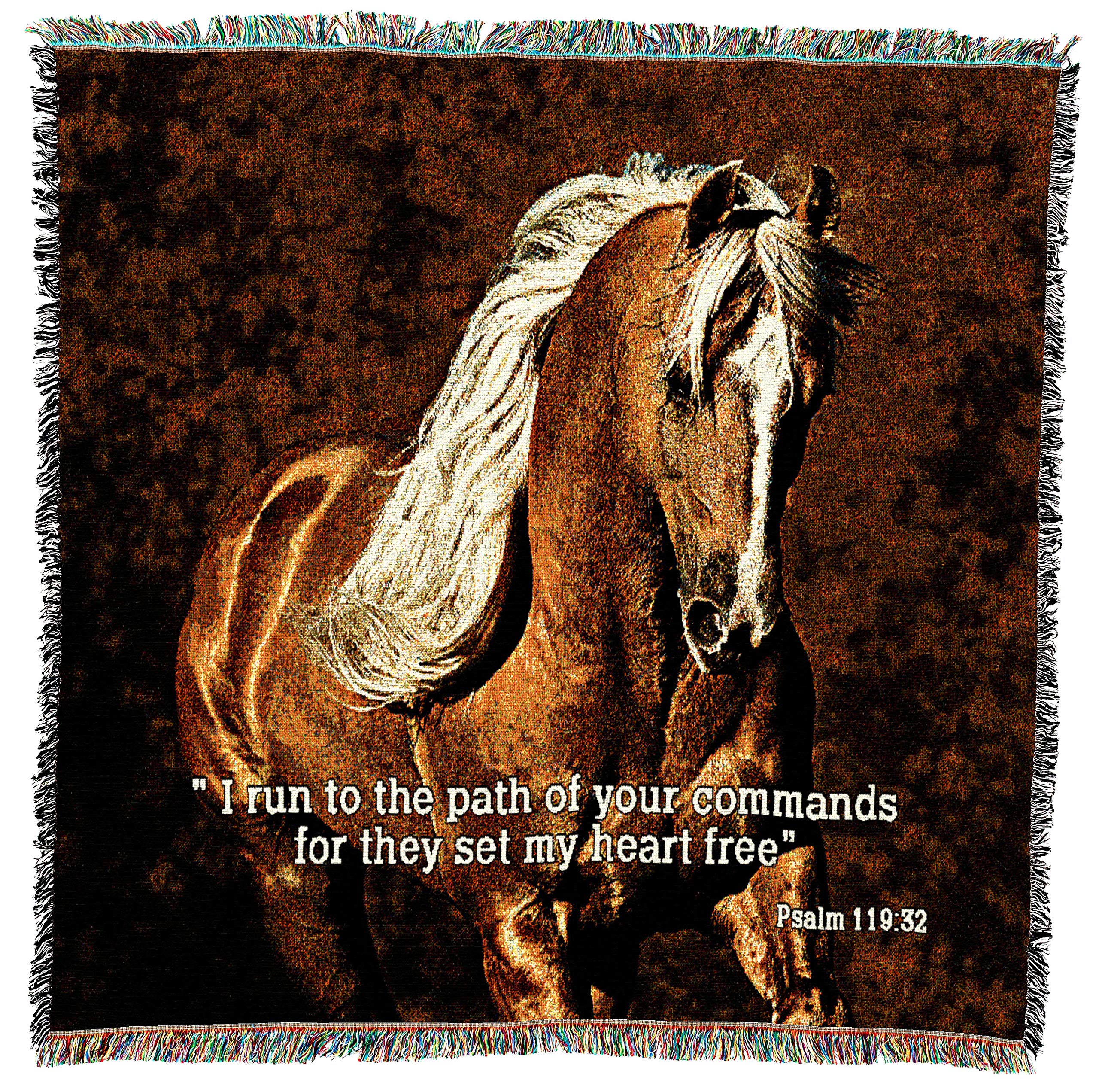 Pure Country Weavers Golden Boy Horse Blanket By Robert Dawson - Scriptures - Psalm 119:32 - Religious Gift Lap Square Tapestry