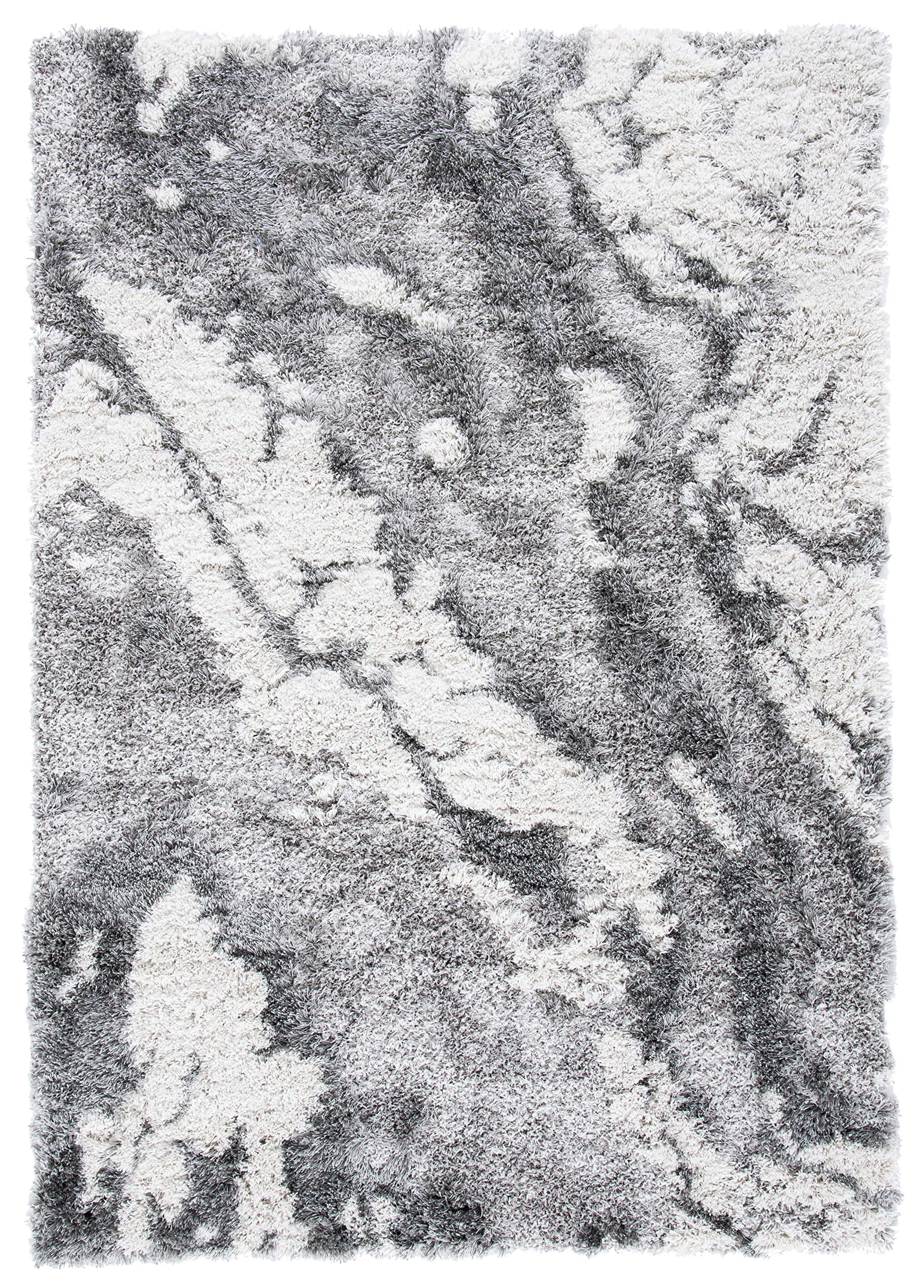 SAFAVIEH Horizon Shag Collection Accent Rug - 2 x 3, Grey & Ivory, Non-Shedding & Easy Care, 2-inch Thick Ideal for High Traff