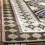 Safavieh Veranda Collection Area Rug - 8' X 11', Chocolate & Green, Boho Design, Non-Shedding & Easy Care, Indoor/Outdoor & Washable-Ideal For Patio, Backyard, Mudroom (Ver099-0624)