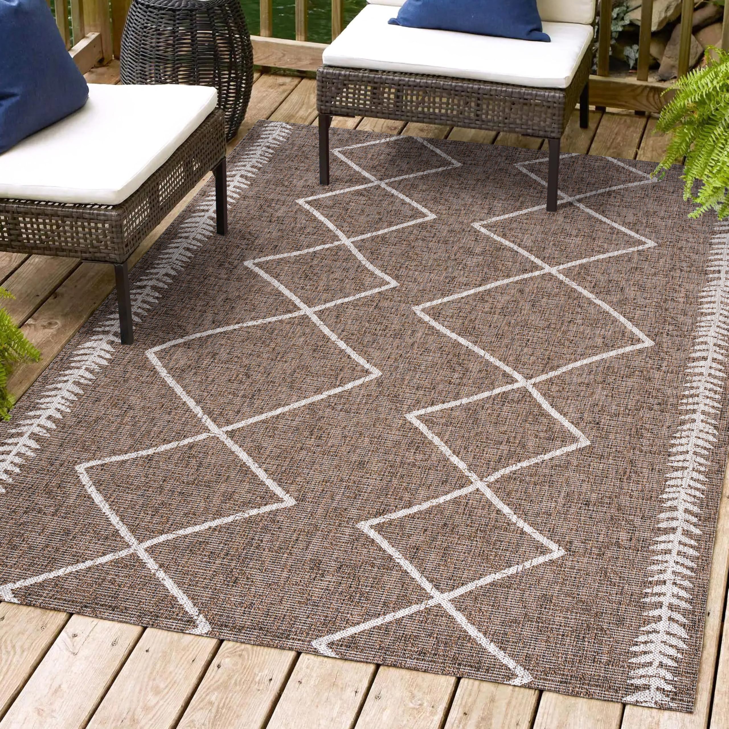 Jonathan Y Smb129B-4 Derya Tribal Diamond Trellis Indoor Outdoor Area Rug Bohemian Contemporary Easy Cleaning Bedroom Kitchen Ba