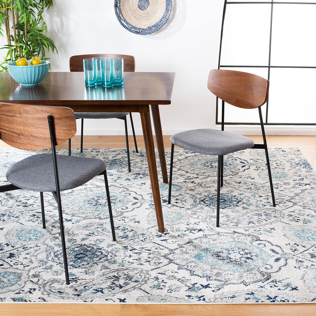 Safavieh Madison Collection Area Rug - 9' Square, Cream & Light Grey, Boho Chic Glam Paisley Design, Non-Shedding & Easy Care, I