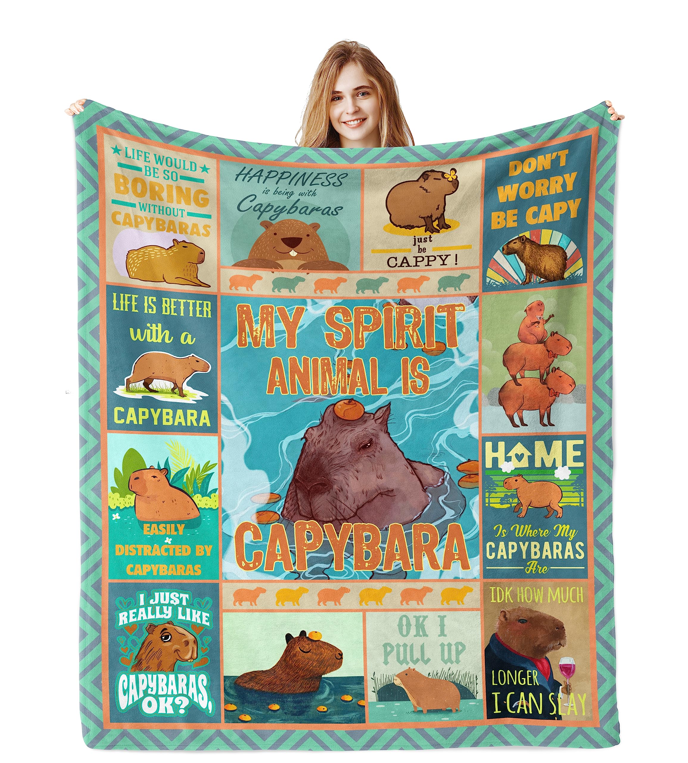 Jamfind Capybara Blanket, Capybara Gifts, Capybara Stuff For Capybara Lovers, Capybara Birthday Christmas Blanket 60'X 50', Ca