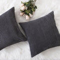 Home Brilliant Grey Pillow Covers 18 X 18 Set Of 2 Soft Decorative Striped Corduroy Velvet Square Throw Pillow Cover For Sofa Co