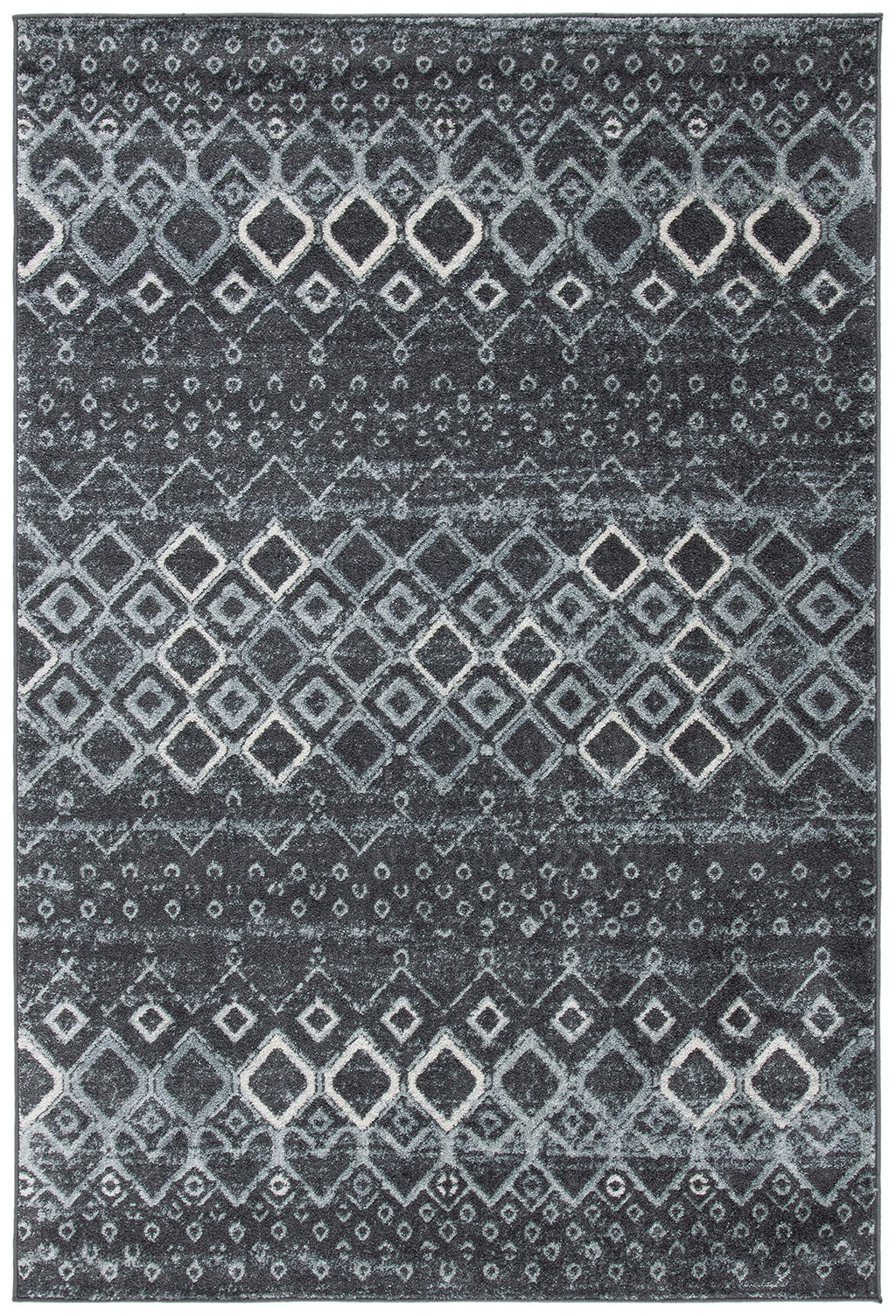 Safavieh Amsterdam Collection Area Rug - 5'1'' X 7'6'', Dark Grey & Light Grey, Moroccan Boho Design, Non-Shedding & Easy Care,
