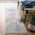 SAFAVIEH Tulum Collection Ivory / Dark Blue TUL264D Moroccan Boho Distressed Non-Shedding Living Room Bedroom Runner Rug, 20 x 