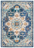 SAFAVIEH Madison Collection Accent Rug - 22 x 4, Blue & Light Blue, Medallion Distressed Design, Non-Shedding & Easy Care, Ide