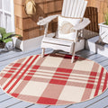 SAFAVIEH Courtyard Collection 4 Round Red/Bone CY6201 Plaid Indoor/ Outdoor Patio Backyard Mudroom Area Rug
