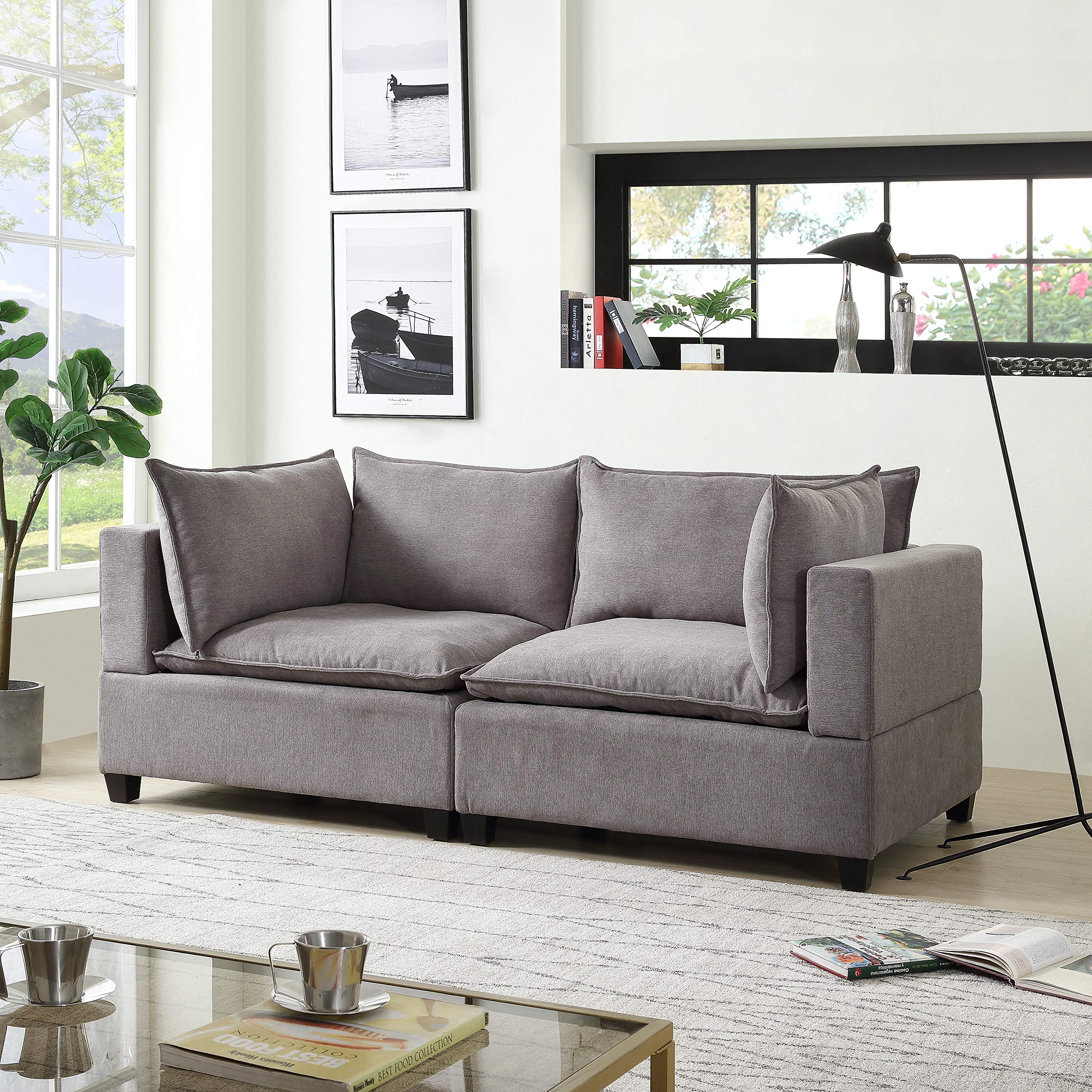 Lilola Home Madison Dark Gray Fabric Loveseat