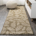 Jonathan Y Smb119A-210 Nevis Palm Frond Indoor Outdoor Area Rug Coastal Floral Easy Cleaning Bedroom Kitchen Backyard Patio Non Shedding, 2 X 10, Brown/Beige