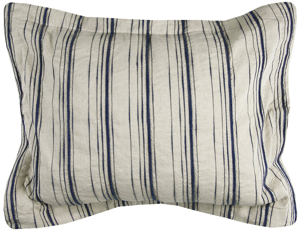 Rizzy Home | BT4052 | Standard Sham | 20"x26" Blue/Neutral/Brown Woven In Stripes