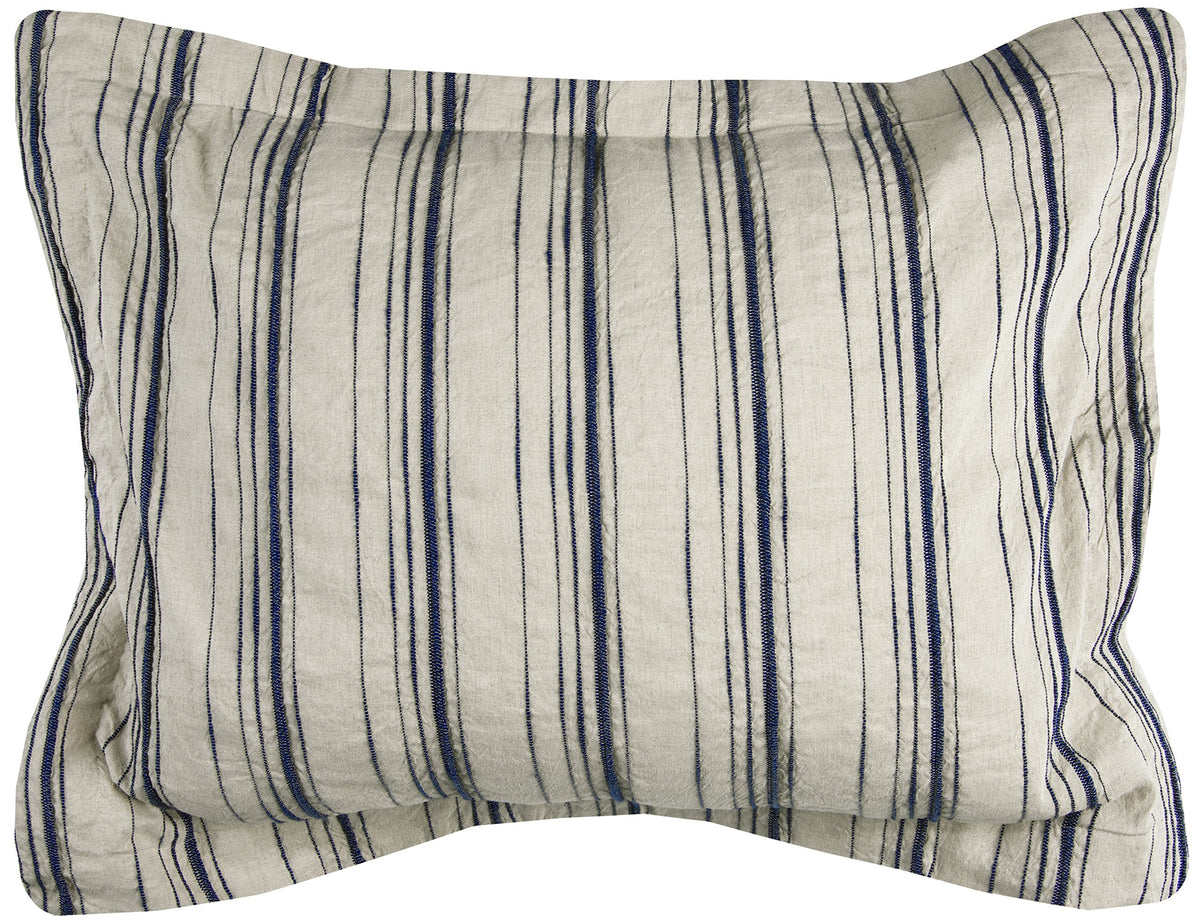 Rizzy Home | BT4052 | Standard Sham | 20&quot;x26&quot; Blue/Neutral/Brown Woven In Stripes