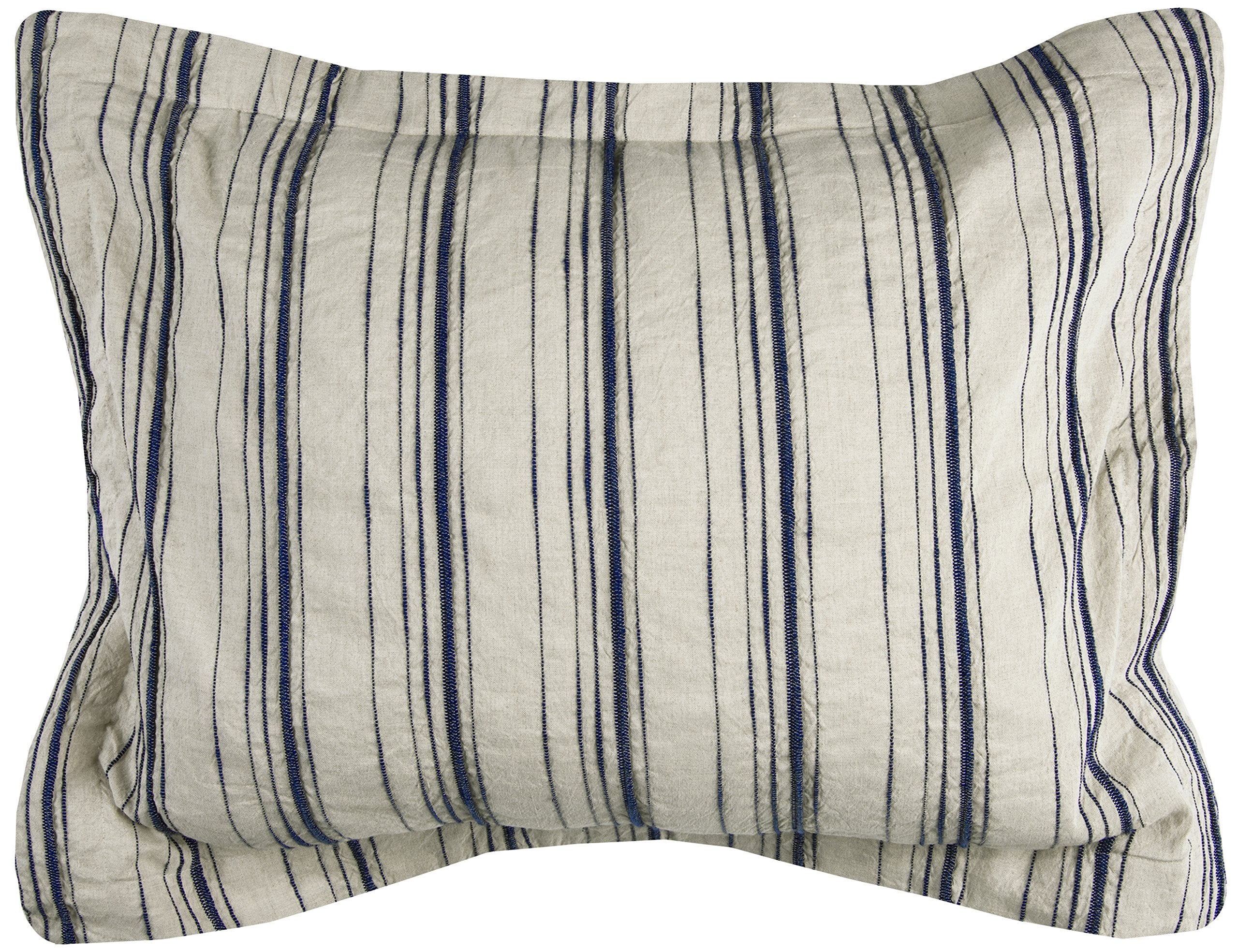 Rizzy Home | BT4052 | Standard Sham | 20"x26" Blue/Neutral/Brown Woven In Stripes