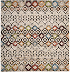 Safavieh Amsterdam Collection Area Rug - 8' Square, Ivory & Multi, Moroccan Boho Design, Non-Shedding & Easy Care, Ideal For Hig