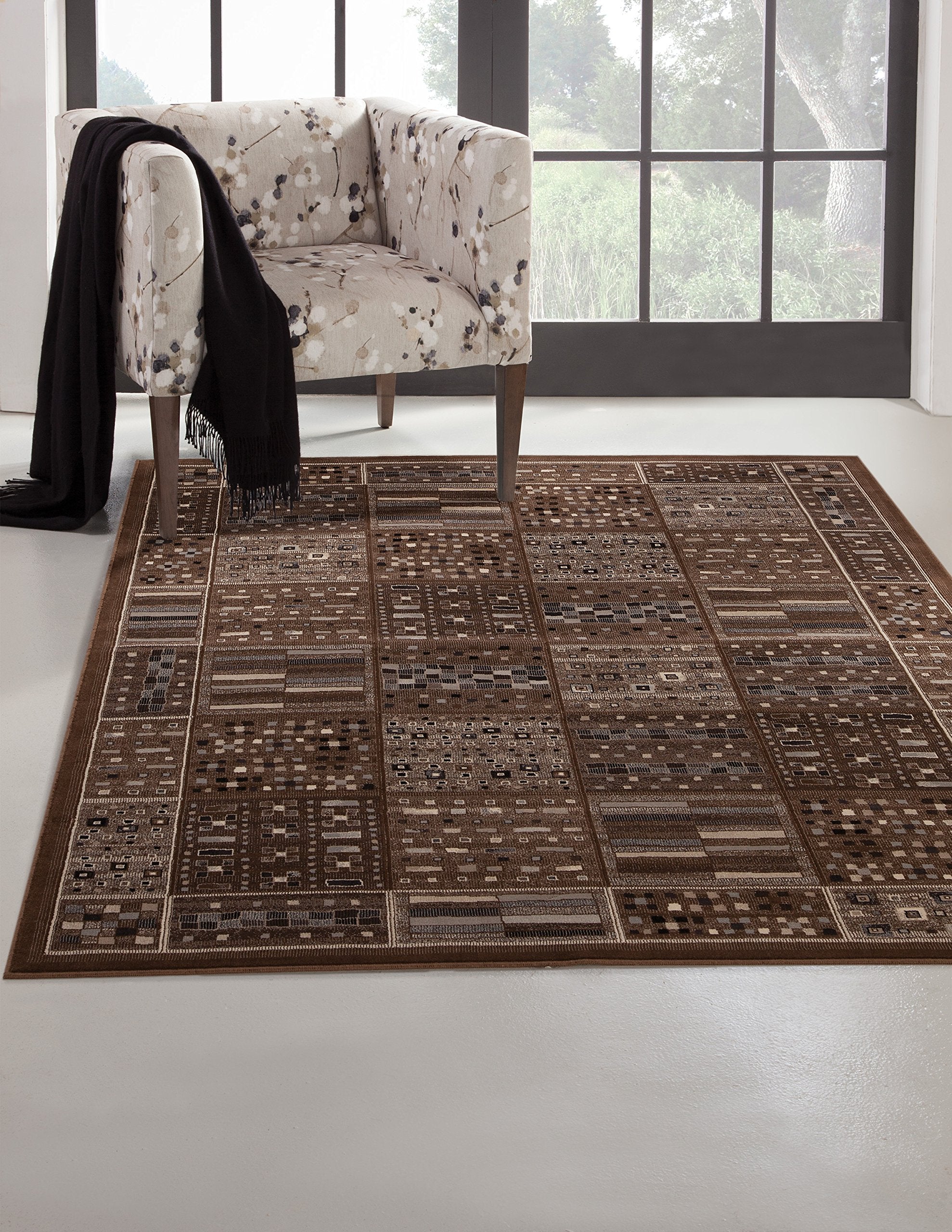 Si Area Rugs Sonoma Area Rug, 94" W X 134" L X .25" H, Dark Gray/Silver/Brown