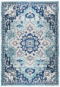SAFAVIEH Madison Collection Accent Rug - 22 x 4, Teal & Navy, Medallion Distressed Design, Non-Shedding & Easy Care, Ideal for