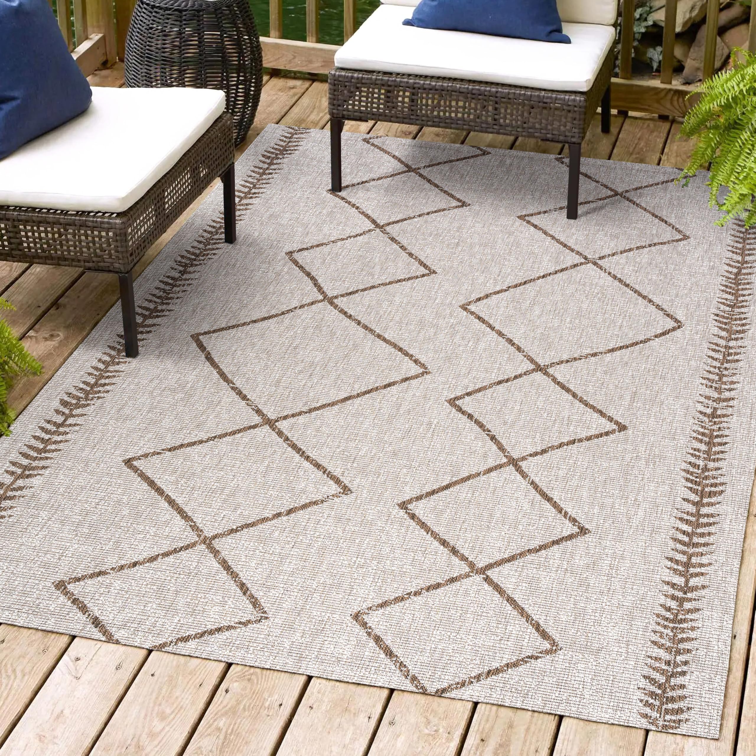 Jonathan Y Smb129A-5 Derya Tribal Diamond Trellis Indoor/Outdoor 5 Ft. X 8 Ft. Area Rug, Modern, Bohemian, Scandinavian, Minimal