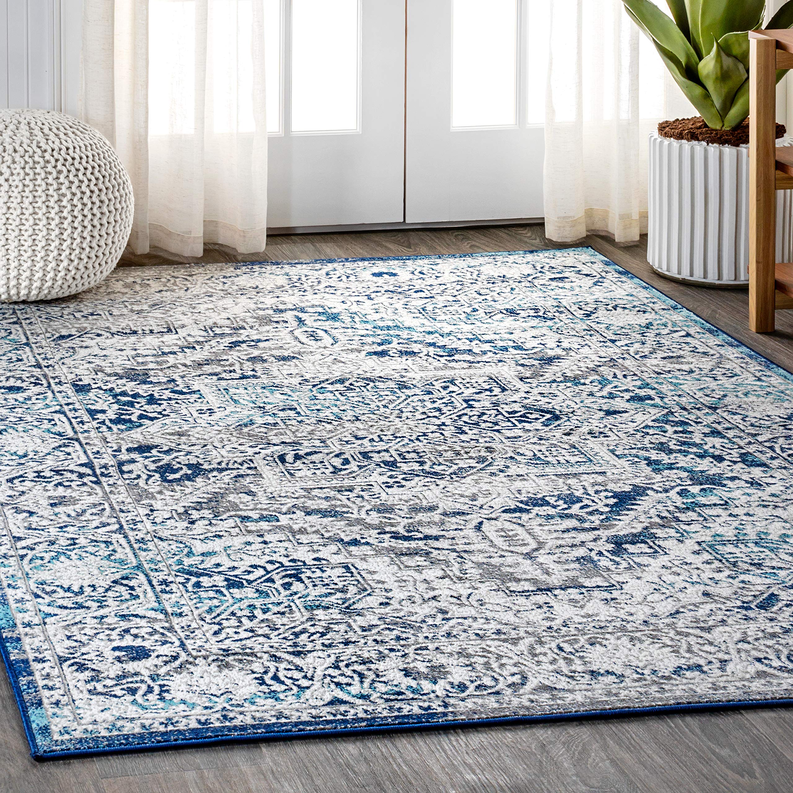 JONATHAN Y MDP100B-5 Modern Vintage Medallion Indoor Area -Rug Country Floral Easy -Cleaning Bedroom Kitchen Living Room, 5 X 8,
