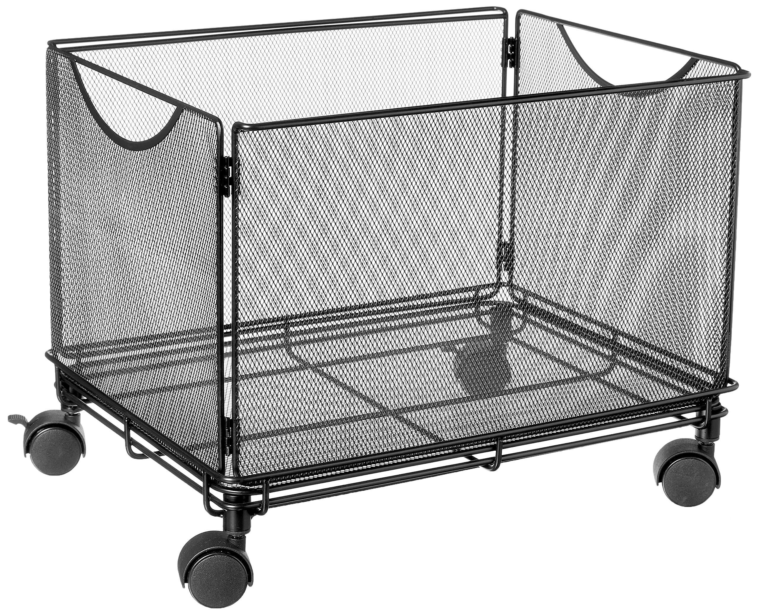 Safco Onyx Rolling Cart Desktop Tub File, Fits Letter-Size Hanging Folders, Collapsible Desk Organizer, Durable Steel Mesh Construction, Black