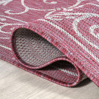 Jonathan Y Smb106J-9 Charleston Vintage Filigree Textured Weave Indoor Outdoor Area-Rug, Classic Traditional Easy-Cleaning,Bedroom,Kitchen,Backyard,Patio,Non Shedding, 9 X 12, Fuchsia/Light Gray