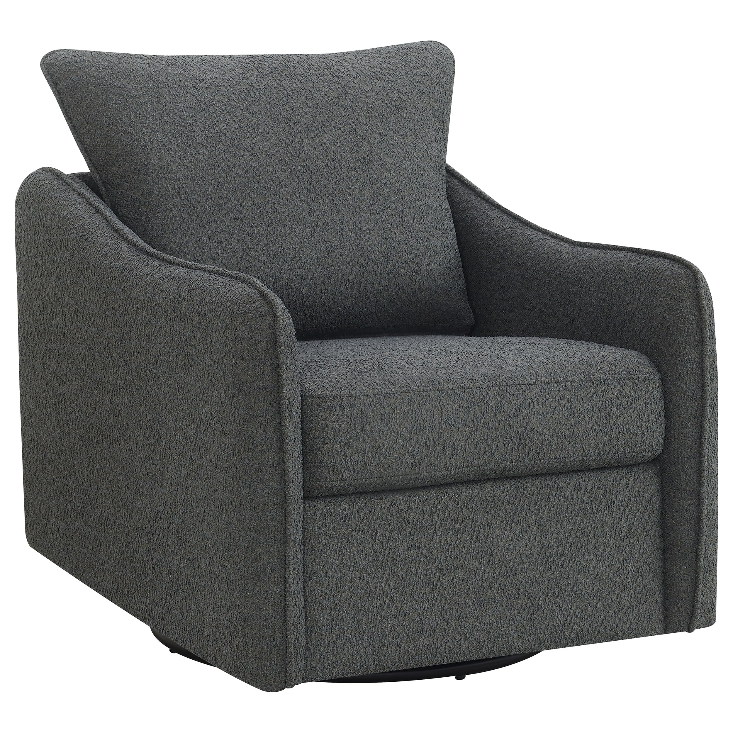 Coaster Home Furnishings Madia Boucle Upholstered Swivel Glider Chair Charcoal Grey