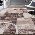 Rugshop Contemporary Abstract Circle Design Soft Area Rug 3'3'' x 5' Brown