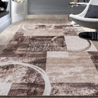 Rugshop Contemporary Abstract Circle Design Soft Area Rug 3'3'' x 5' Brown