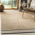 SAFAVIEH Natural Fiber Collection Area Rug - 6 Square, Natural & Black, Handmade Farmhouse Boho Coastal Rustic Jute, Ideal for 