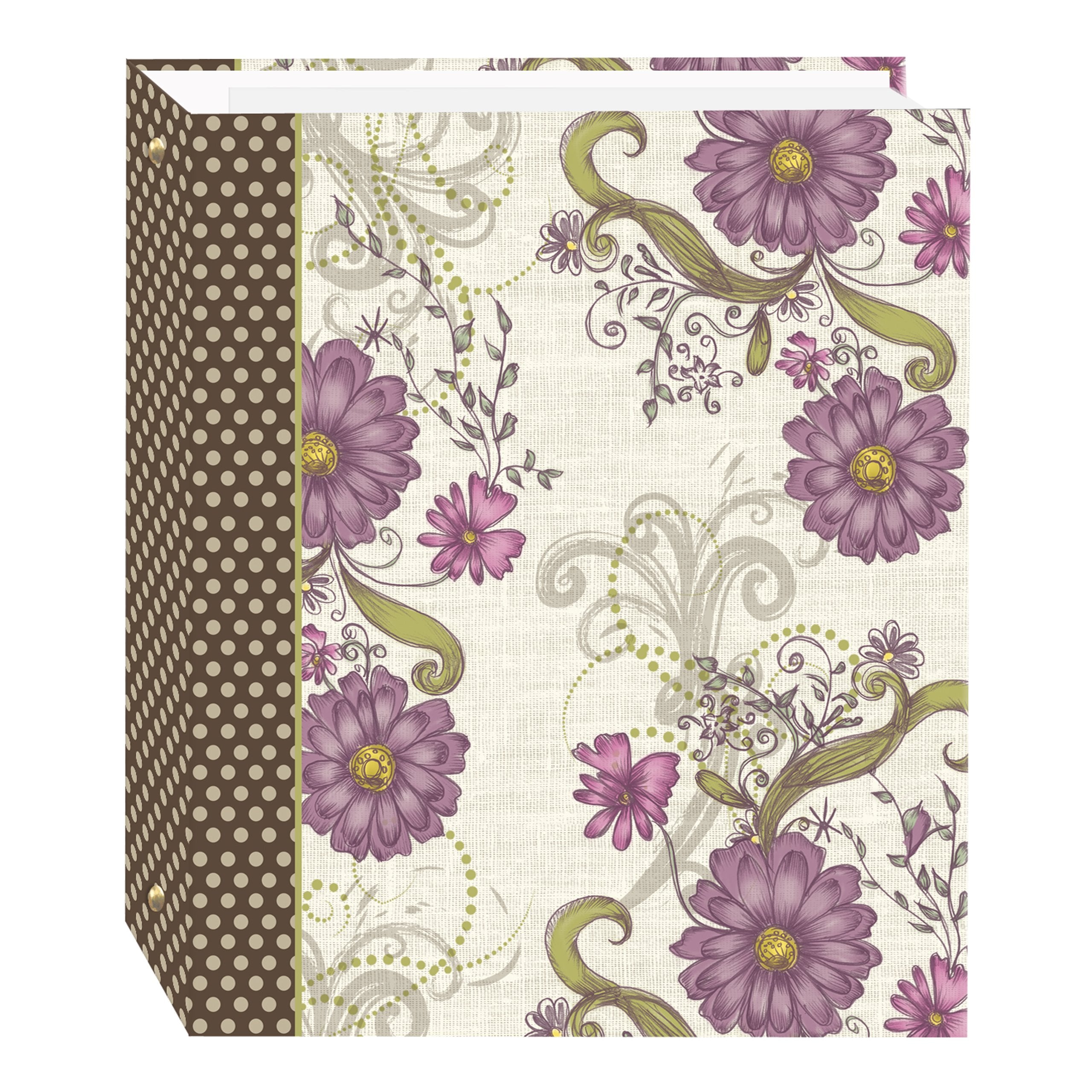 Magnetic Self-Stick 3-Ring Photo Album 100 Pages (50 Sheets), Berry Blossoms Design