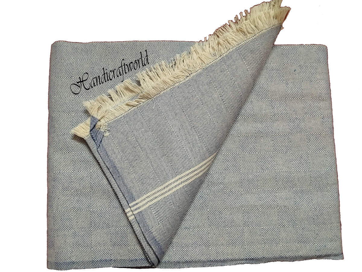 Handicraftworld 100% Cotton Soft Beautiful Self Checks Single Bed Size Skin Friendly Summer Blanket/Khes/Dohar/Top Sheet Set/Cha