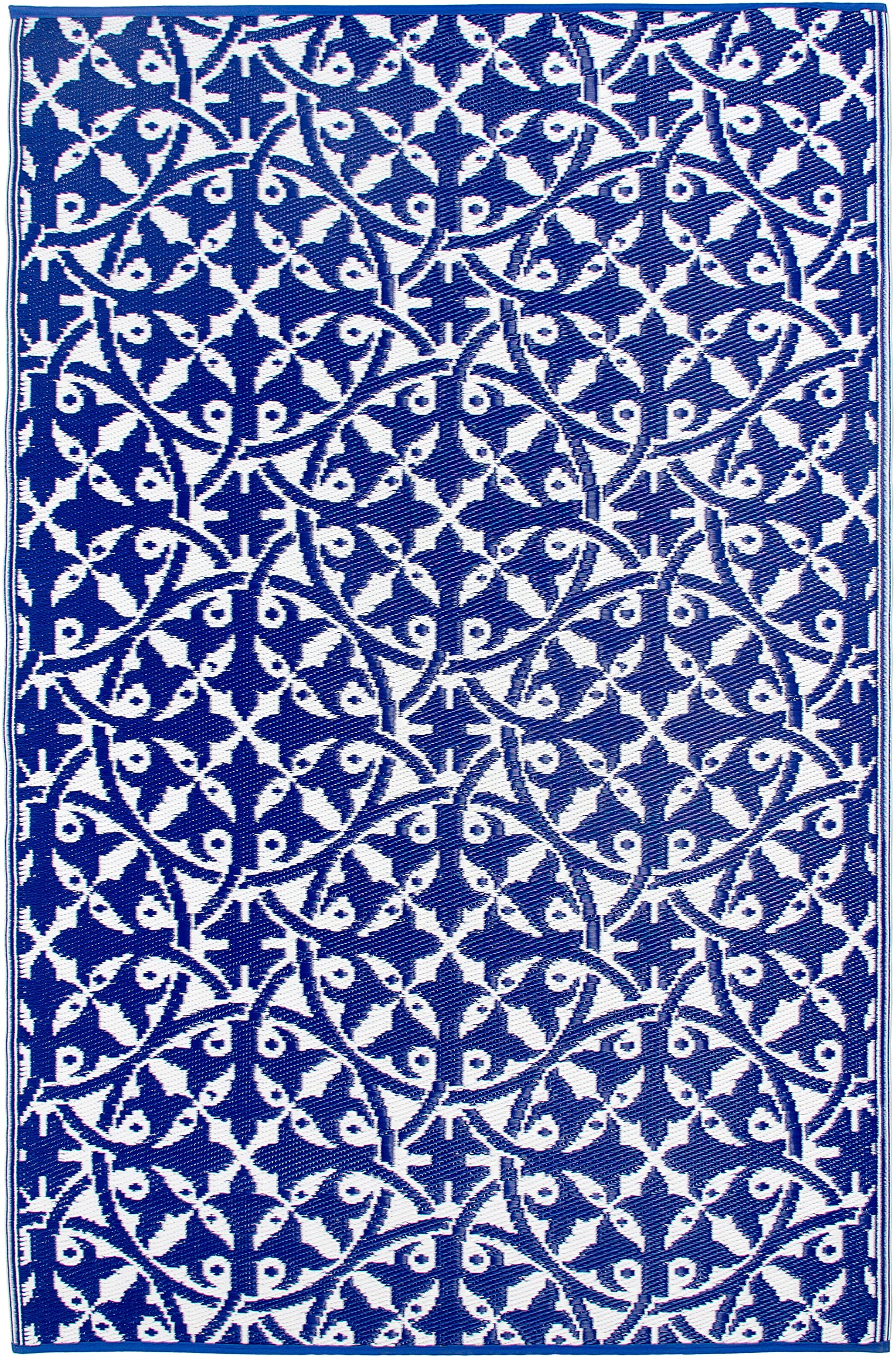 Fab Habitat Outdoor Rug - Waterproof, Fade Resistant, Crease-Free - Premium Recycled Plastic - Spanish Tile Farmhouse - Porch, D