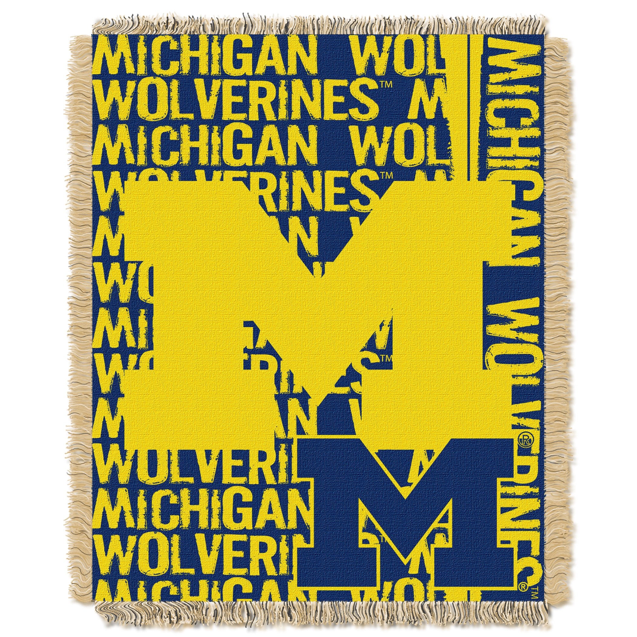 Northwest NCAA Michigan Wolverines Woven Jacquard Throw Blanket, 48 x 60, Double Play