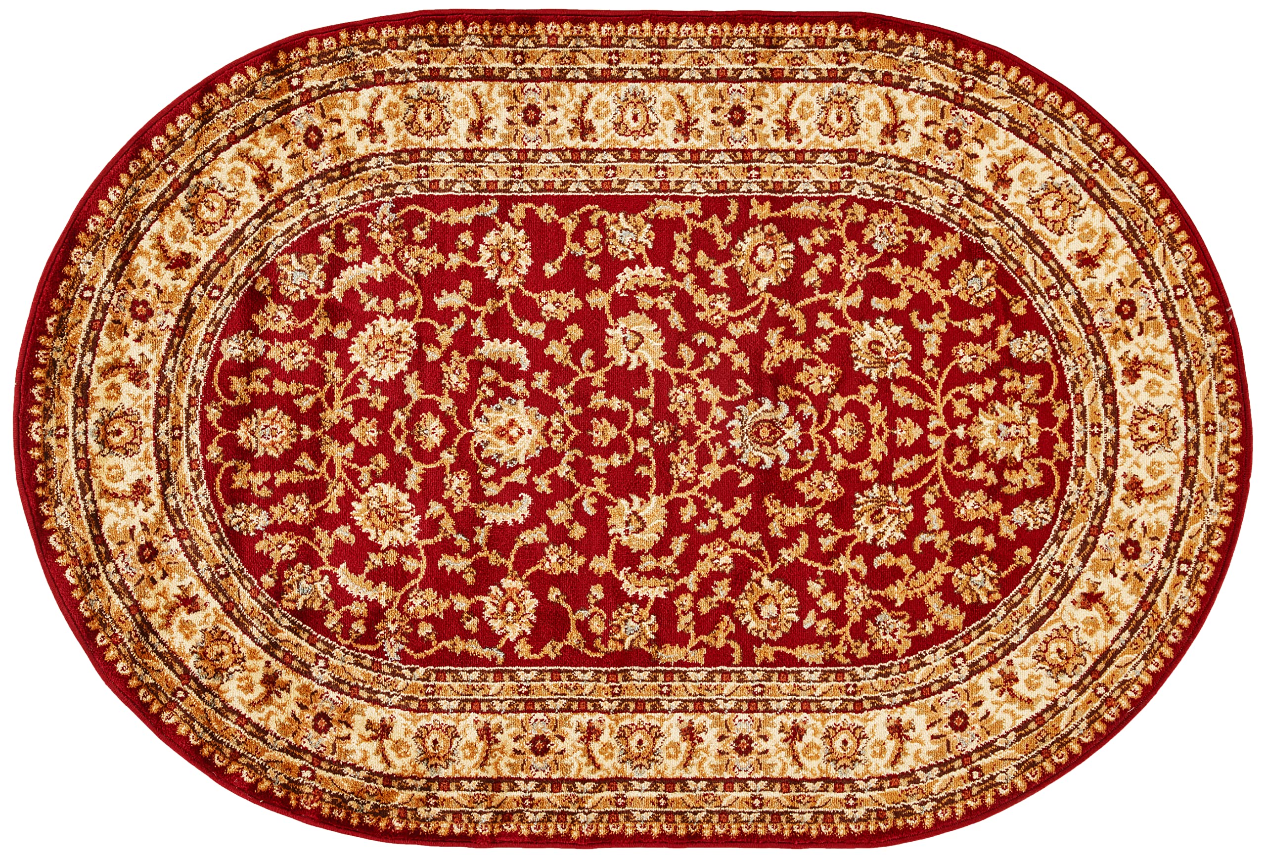 Unique Loom Voyage Collection Traditional Oriental Classic Intricate Design Area Rug (4 0 x 6 0 Oval, Red/Gold)