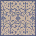 Unique Loom Outdoor Botanical Collection Area Rug - Gate (6 1 Square, Blue/ Beige)