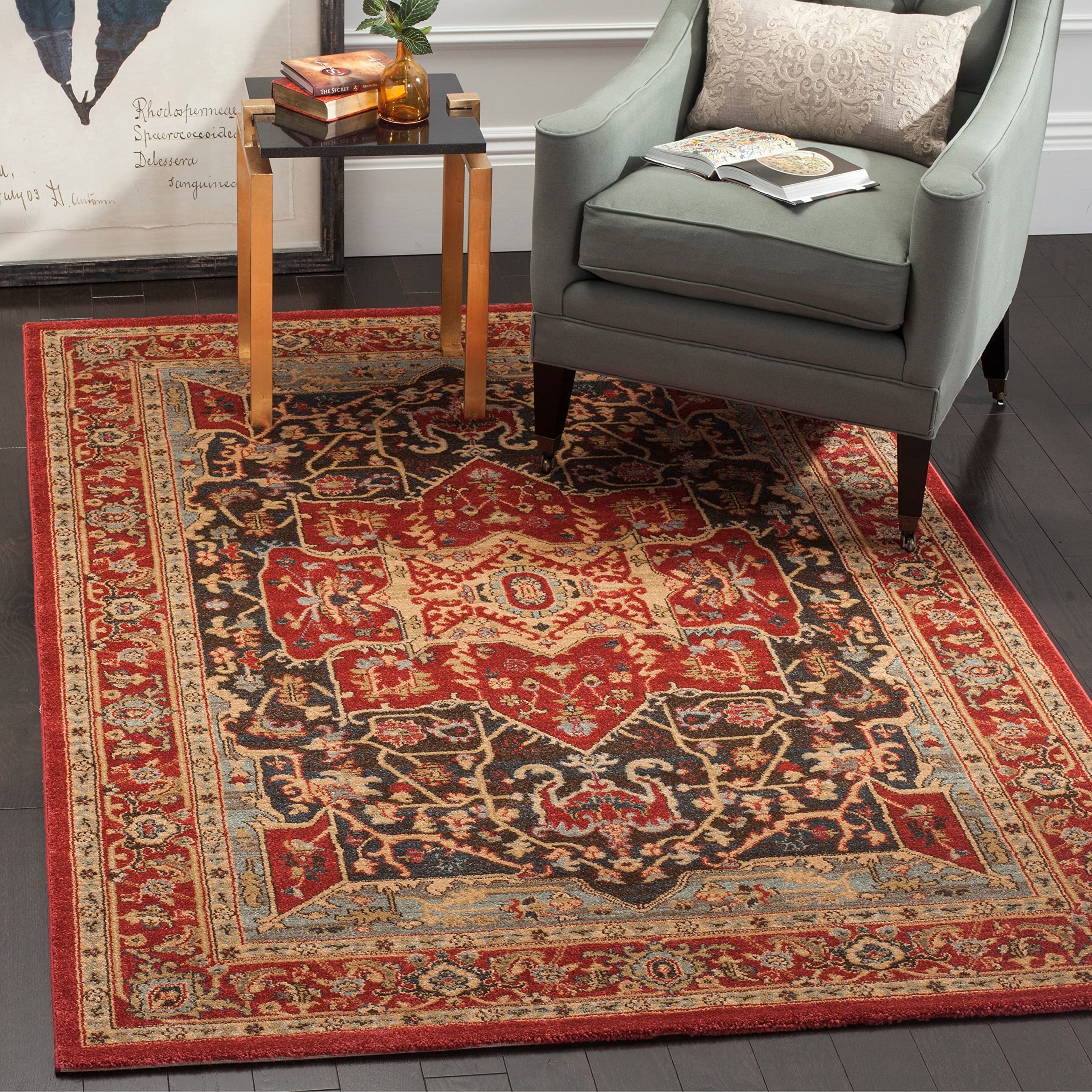 SAFAVIEH Mahal Collection Accent Rug - 3 x 5, Red & Red, Traditional Oriental Design, Non-Shedding & Easy Care, Ideal for High