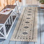 Safavieh Veranda Collection 2'3' X 8' Ivory / Slate Ver099 Boho Indoor/ Outdoor Non-Shedding Easy Scrubbing Patio Backyard Porch
