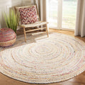 SAFAVIEH Cape Cod Collection 9 Round Beige / Multi CAP202B Handmade Boho Braided Jute & Cotton Area Rug
