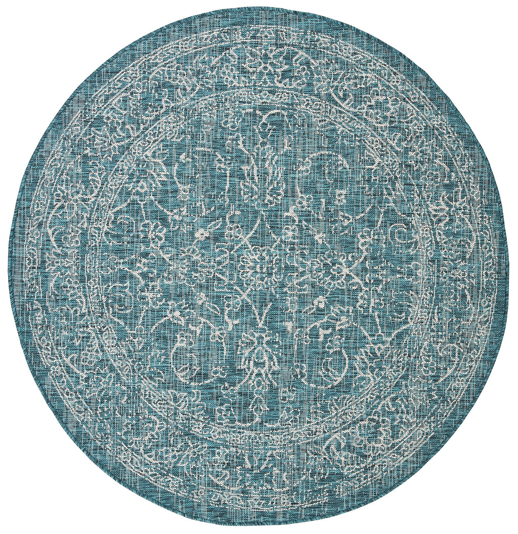 Safavieh Courtyard Collection 4' Round Turquoise Cy8680 Indoor/ Outdoor Patio Backyard Mudroom Area Rug