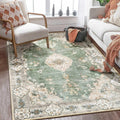 MUJOO Boho Rug 4x6.5 Area Rugs for Bedroom Living Room Dining Room Green Small Rugs Machine Washable Non Slip Carpet for Offic