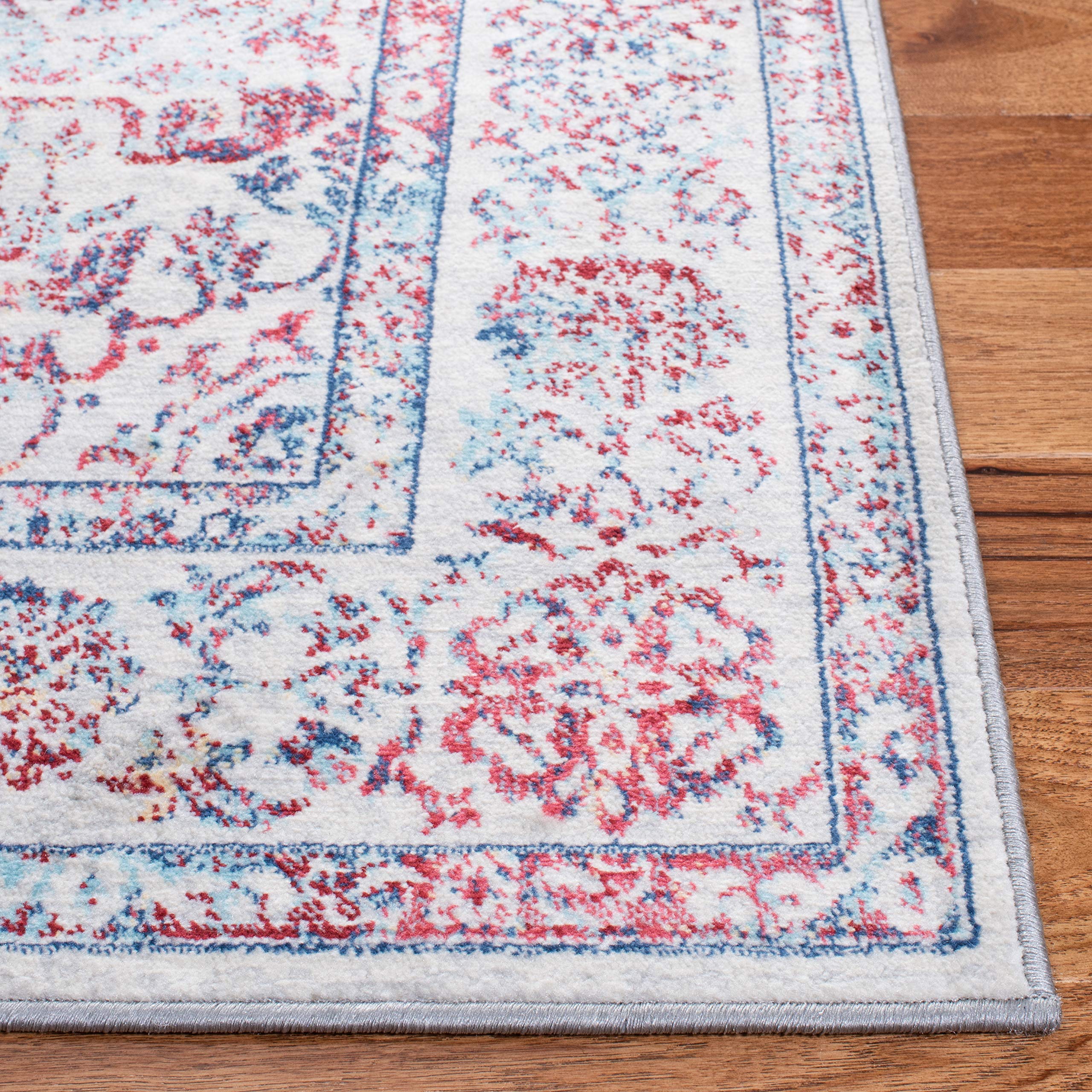 Safavieh Brentwood Collection 3' X 5' Ivory/Blue Bnt832B Medallion Distressed Non-Shedding Living Room Bedroom Accent Rug