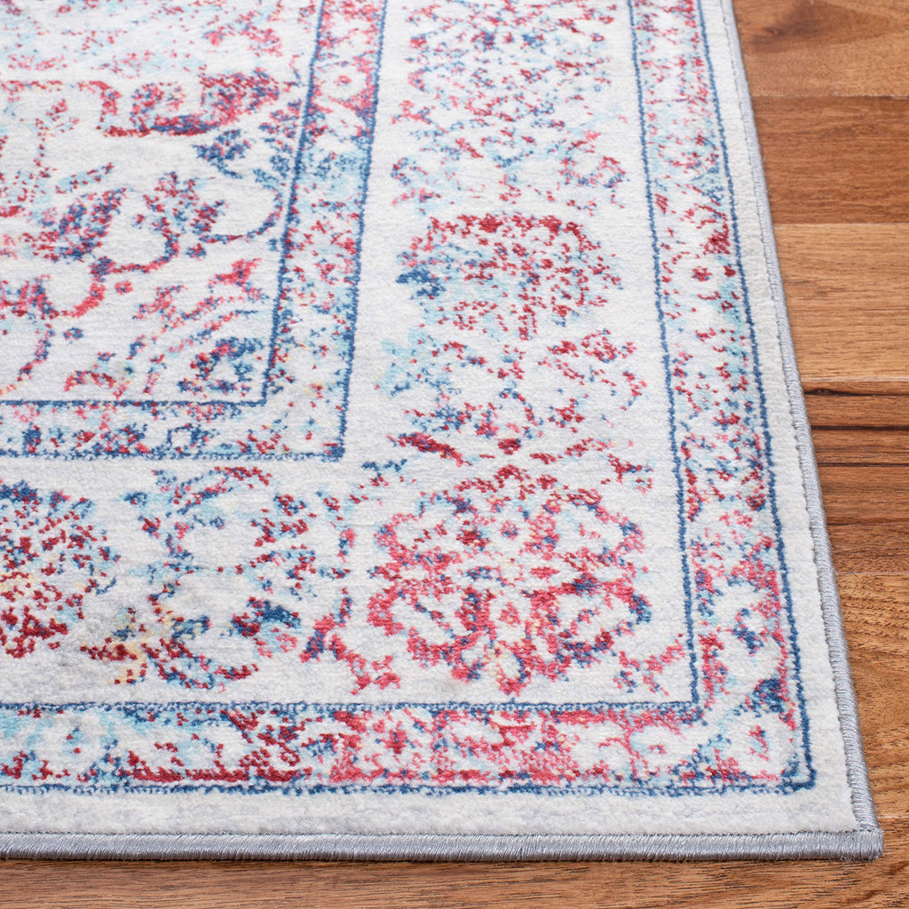 Safavieh Brentwood Collection Runner Rug - 2' X 10', Ivory & Blue, Medallion Distressed Design, Non-Shedding & Easy Care, Ideal